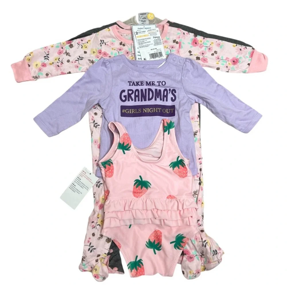 NWT Bundle of Baby Girl 3-6 Month Old Clothes and Swimsuit - Picture 1 of 9